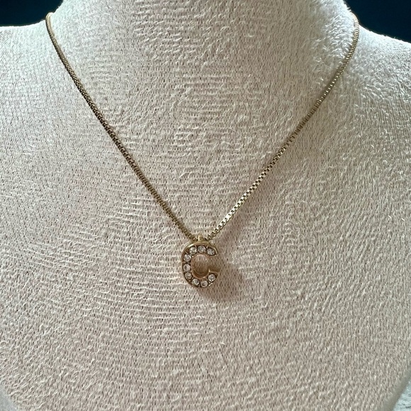 Anne Klein Gold Pave Initial “C” Necklace - Picture 8 of 9